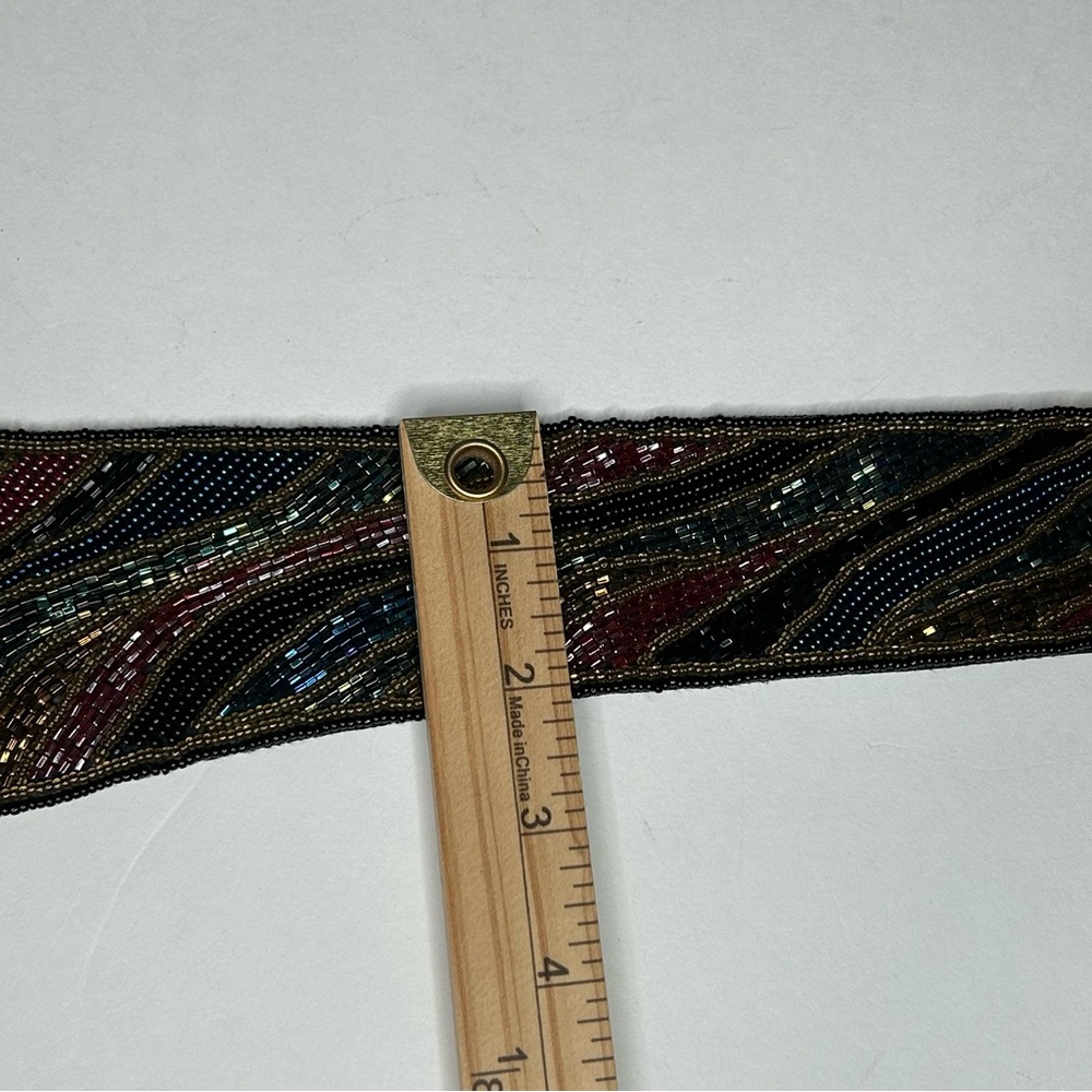 Vintage 80's Beaded Cumberbund Statement Belt Artsy Glamcore Fairy Witchy Goth - Picture 14 of 17